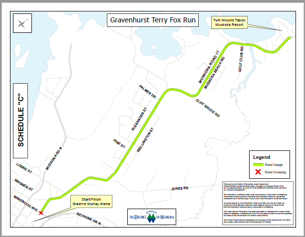 Gravenhurst road closures for Sunday Terry Fox run