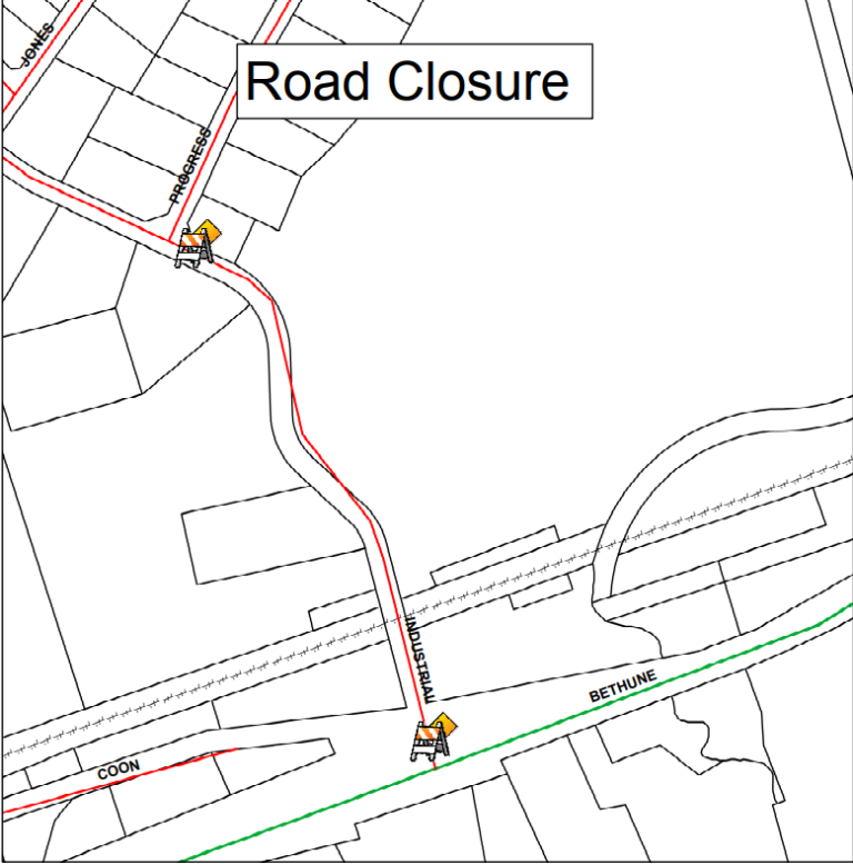 Emergency road closure in Gravenhurst