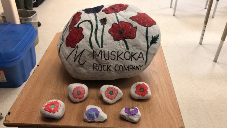 Muskoka Rock Company makes donation to help students learn about Remembrance Day