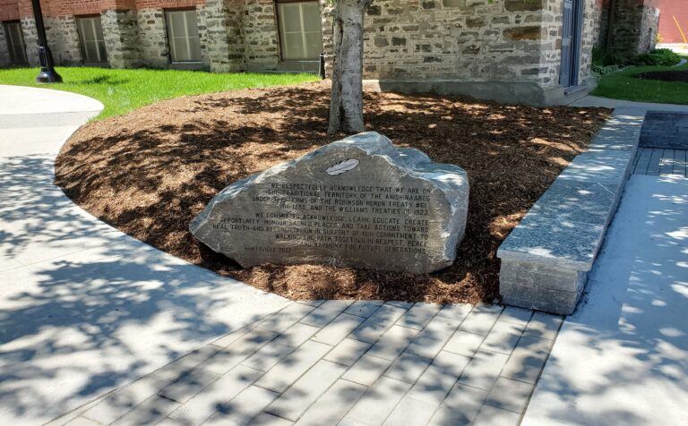 ‘Commitment Rock’ with land acknowledgement statement installed in Huntsville